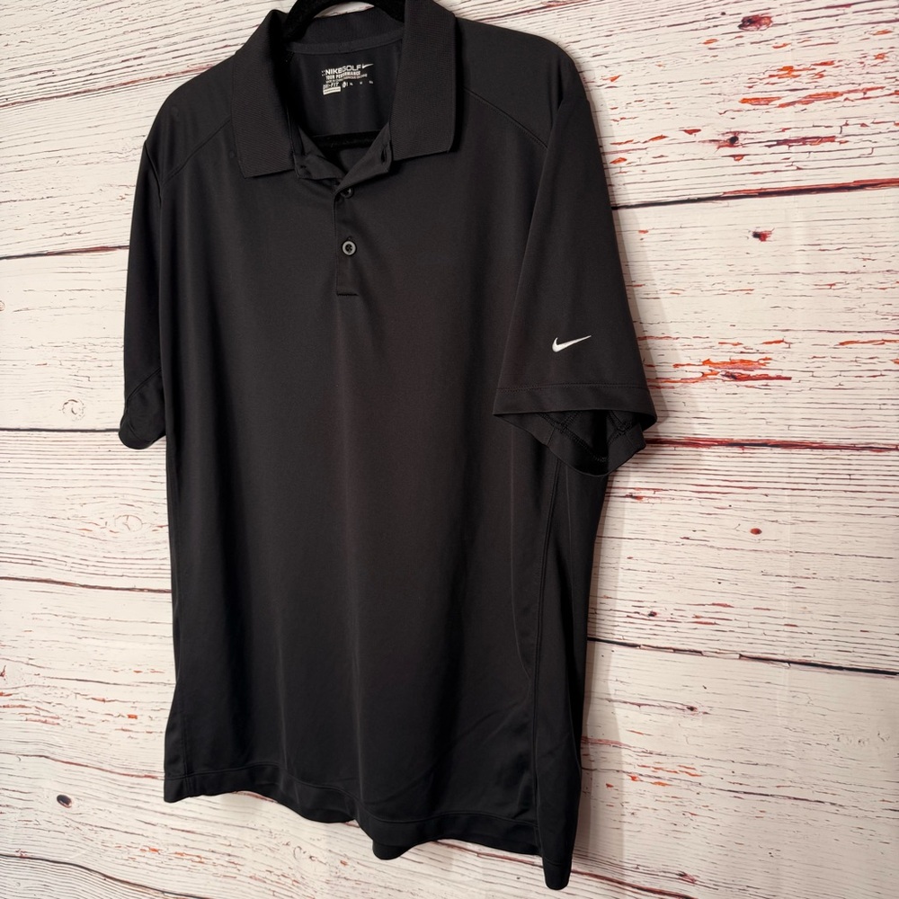 Nike Golf‎ Dri-FIT Tour Performance Polo XL Black Shirt Swoosh Moisture Wicking